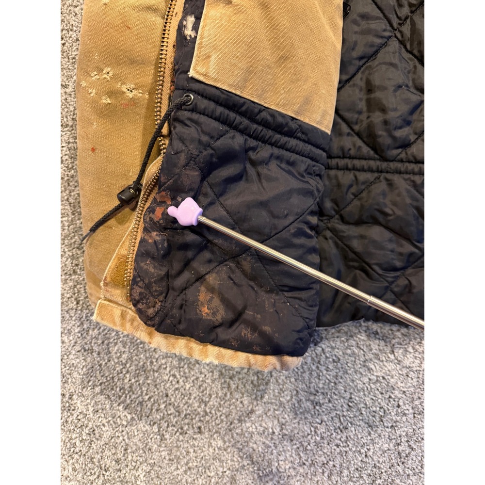Carhartt Jacket Women Medium Brown WC026 CML Distressed Canvas Quilt Lined Coat* - Picture 12 of 16